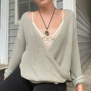 grey knit sweater